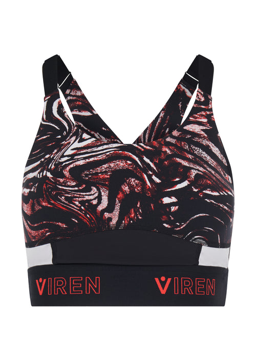Prowess Print Block Bra - Red Shadow